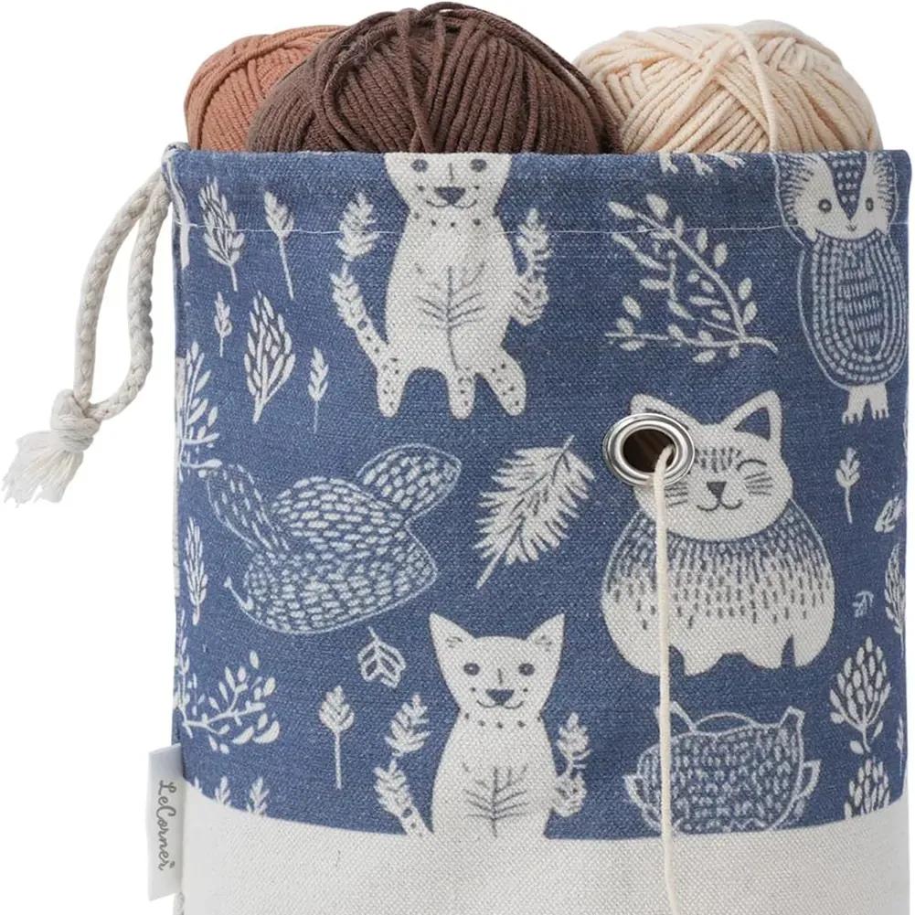 Yarn Bag, Small Crochet Bag Organizer, Drawstring Yarn Storage Knitting Bags, Portable Mini Yarn Holder for Crocheting Project, Skein Ball, 