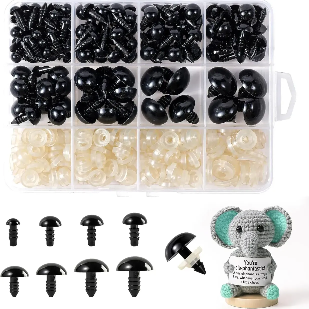 XKDOUS 6-18 mm, 8 Sizes Safety Eyes for Crocheting, Crochet Eyes for amigurumi, Stuffed Animal Doll Eyes for DIY Crafts