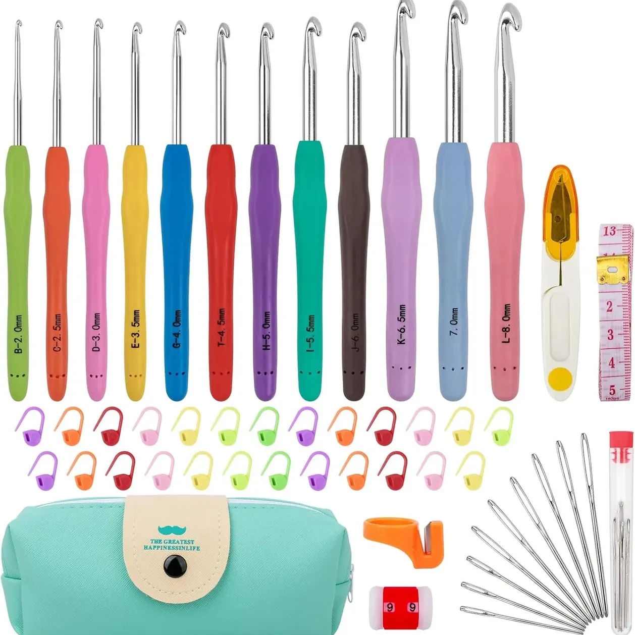 MECHEER Crochet Hooks 12 Sizes Crochet Hook Set, 51 Pack Yarn Crochet Kit for Beginners, Knitting Needles with Ergonomic Handles for Arthrit