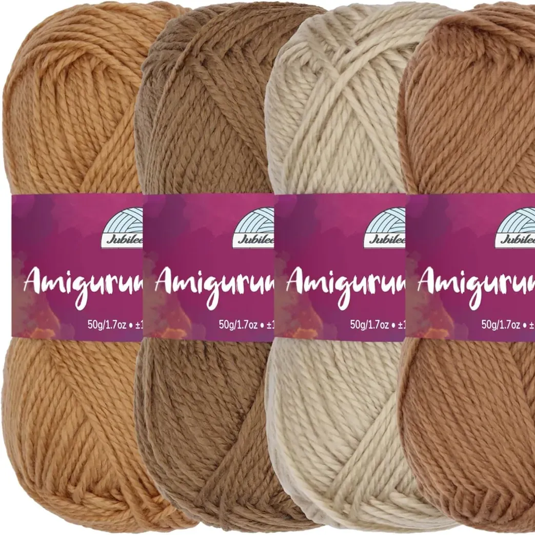 JubileeYarn Amigurumi Select Yarn - Baby Acrylic - Shades of Brown - 4 Skeins