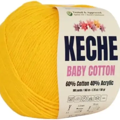 Keche Cotton Yarn, 60% Cotton 40% Acrylic Yarn, Soft Cotton Yarn for Crochet and Knitting, Amigurumi Yarn 1 Skein/Ball 1.76 Oz (50g) / 180 Y