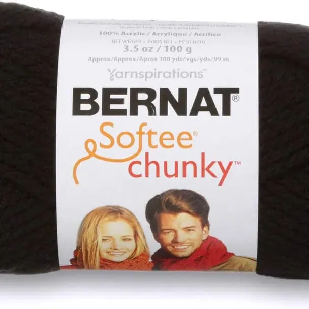 Bernat Softee Chunky Yarn, 3.5 Oz, Gauge 6 Super Bulky, Black