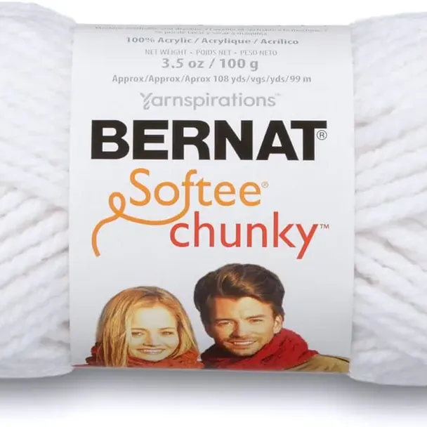 Bernat Softee Chunky Yarn (28005) White, 1 - Pack