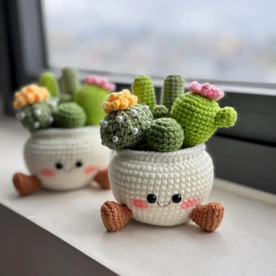 Smiling Cactus Crochet Pot | Handmade Crochet Cactus | Cute Desk Decor | Cheer Up & Stress Relief Gift | Handmade Gift | Gift For Her