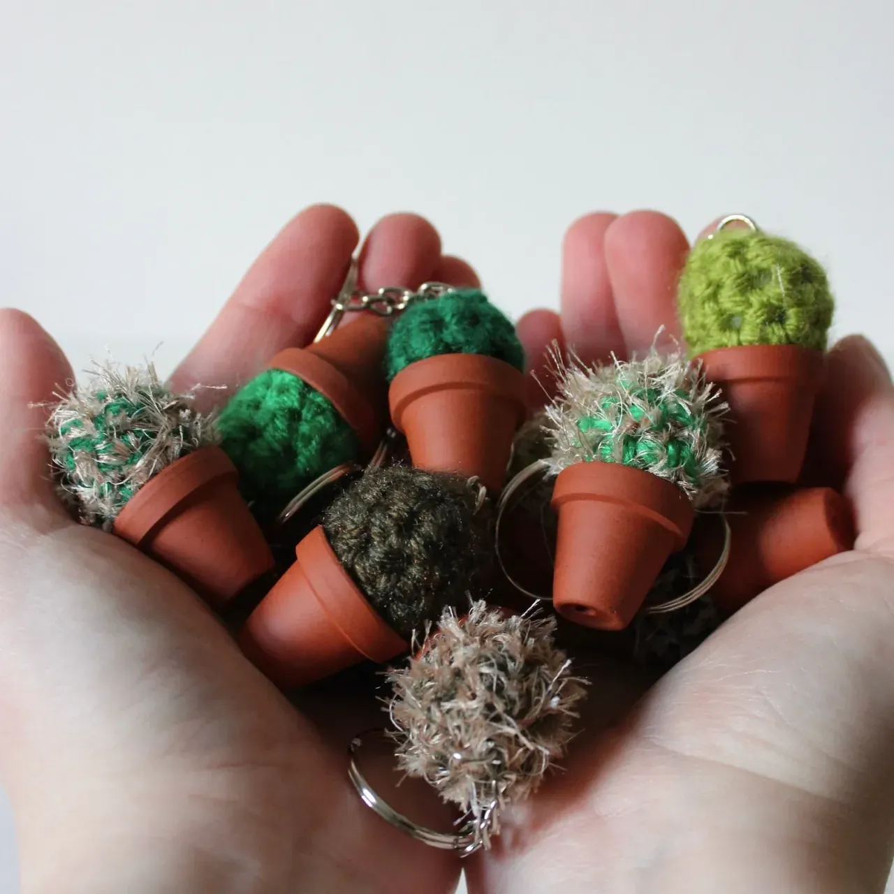 Crochet Cactus Keyring: Handmade Plant Key chain