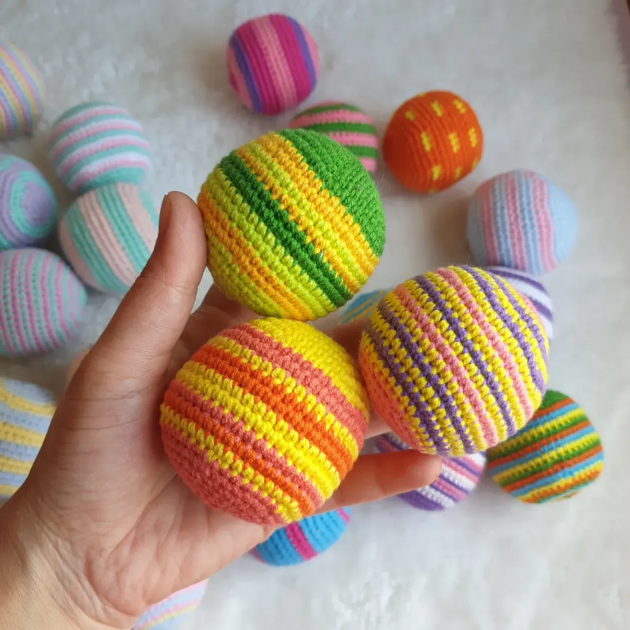 Crochet Catnip Rattle Ball: Organic Cotton Cat Toy