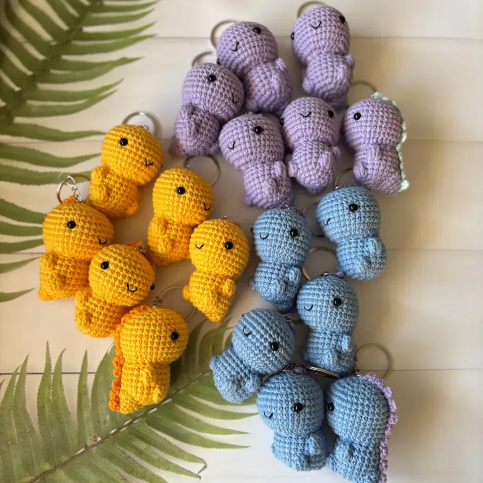 Handmade Dinosaur Keychains | Amigurumi Keychains | Crochet Animal | Cute Gift | Crochet Dinosaur | Handmade Decor