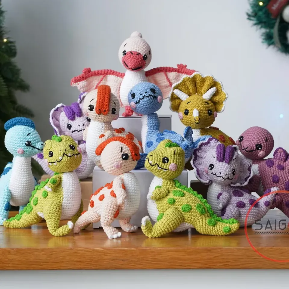 Handmade Crochet Dinosaur Amigurumi: Stuffed Dino Collection