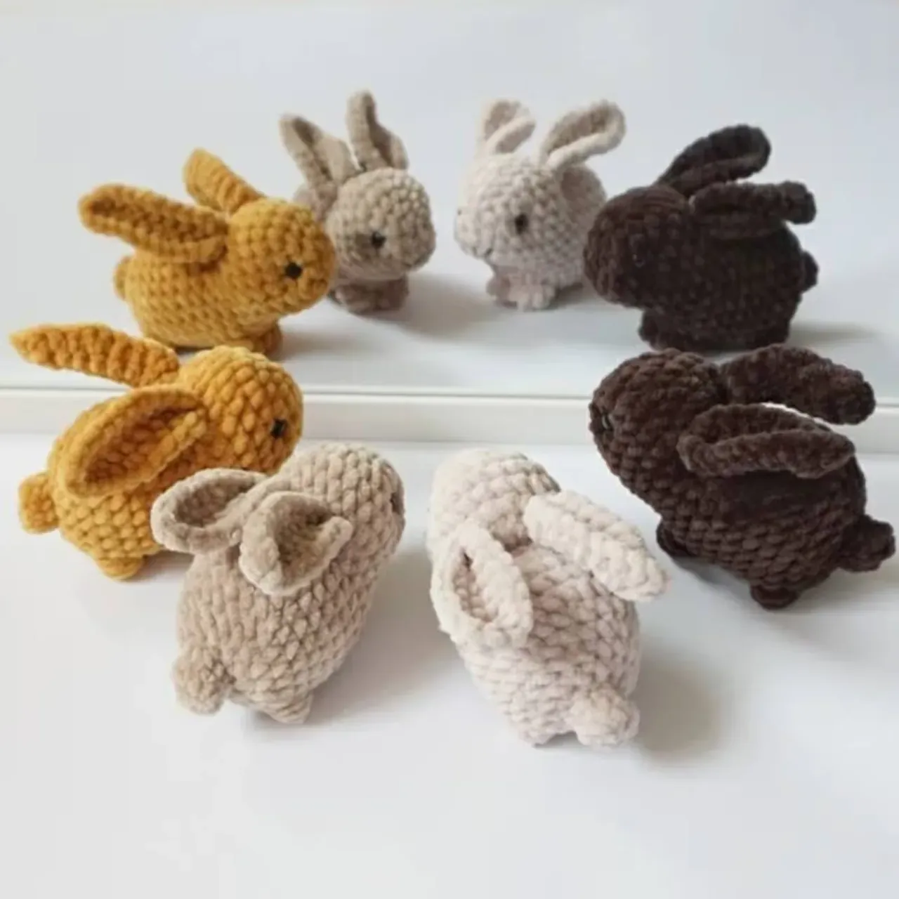 Handmade Chenille Crochet Bunny Plushie: Easter Spring Decor