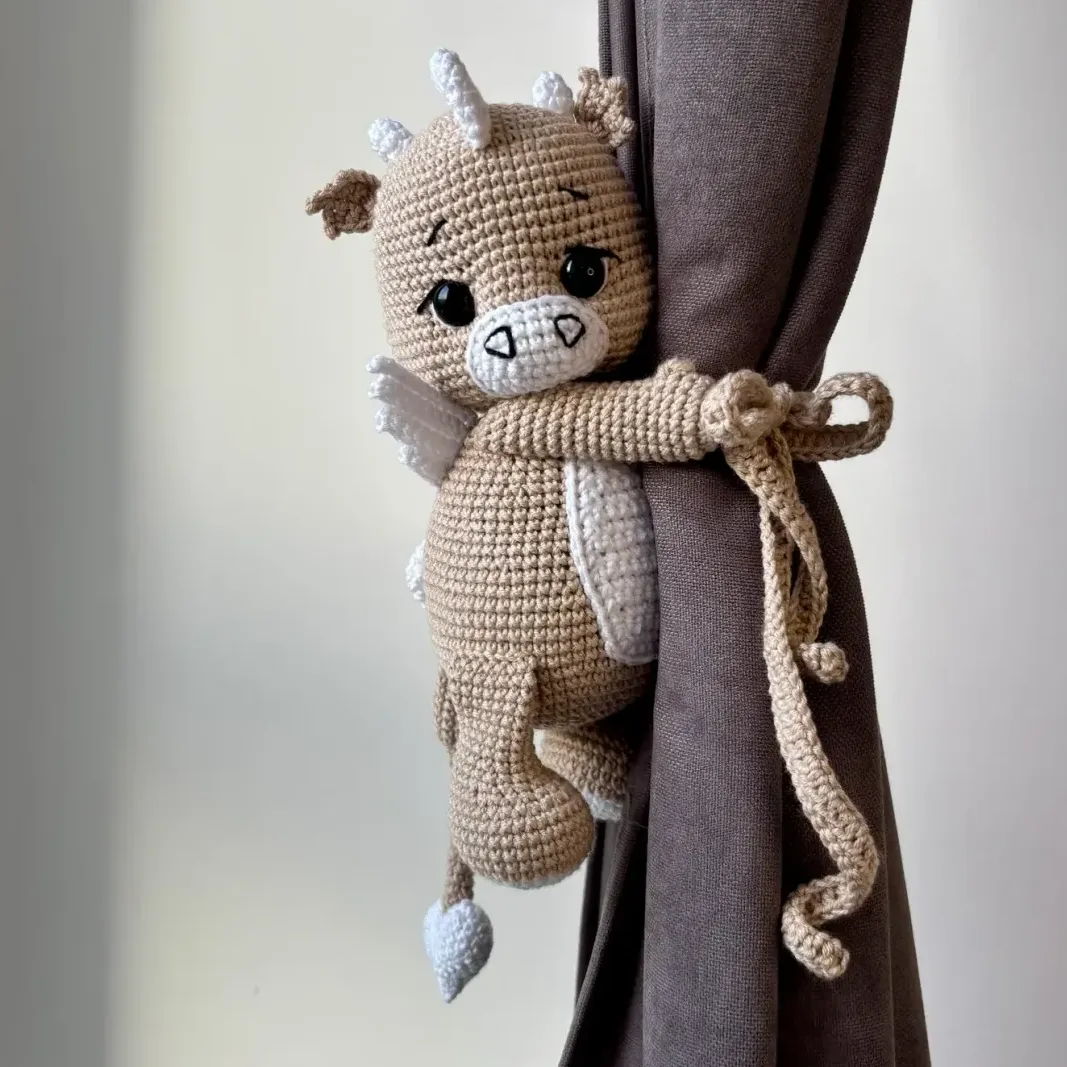 Dragon Curtain Tieback – Crochet Dragon Curtain Holder, Handmade Animal Nursery Decor, Fantasy Nursery Gift