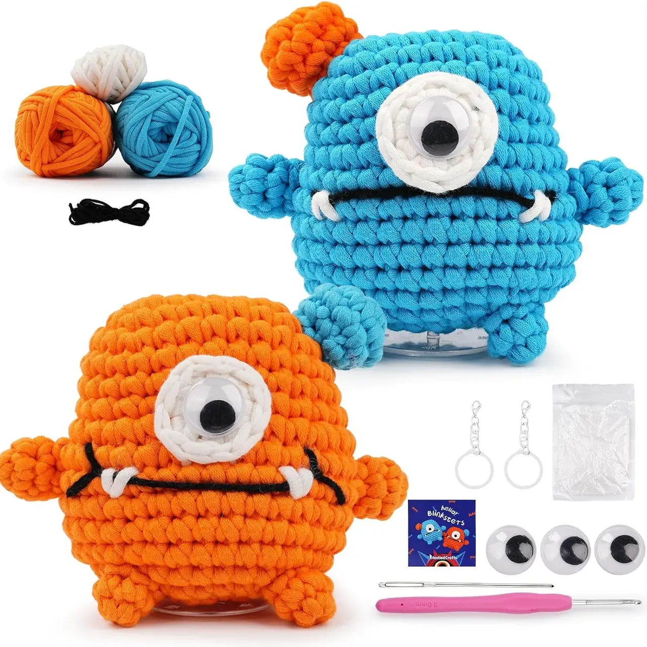 Wadukud Monster Crochet Kit for Beginners, 2 PCS DIY Amigurumi Crochet Kit with Video Tutorial, Complete Crochet Starter Kit for Adults, Eas