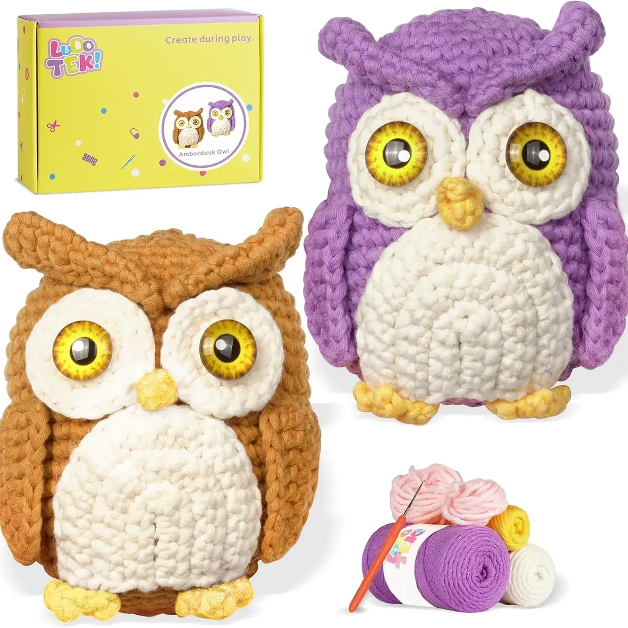 LUDOTEK Crochet Kit for Beginners, Crochet Animal Kits,Crocheting Kit for Starters with Step-by-Step Video Tutorials, Beginner Crochet Kits 