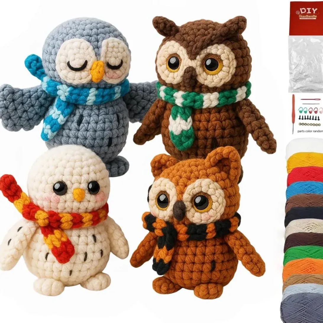 GUOXIAOER 4Pcs Crochet Kit for Beginners, 2026 DIY Craft for Adults, Great Gift for Crochet Lovers, Crocheting Animal Kits with Step by Step