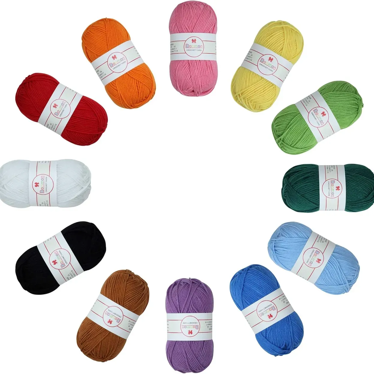 Donmon Yarn for Crocheting and Knitting, 12 Skein Multicolor, 1200 Yards, 75% Polyester 25% Acrylic, 3 DK Weight, Soft and Smooth