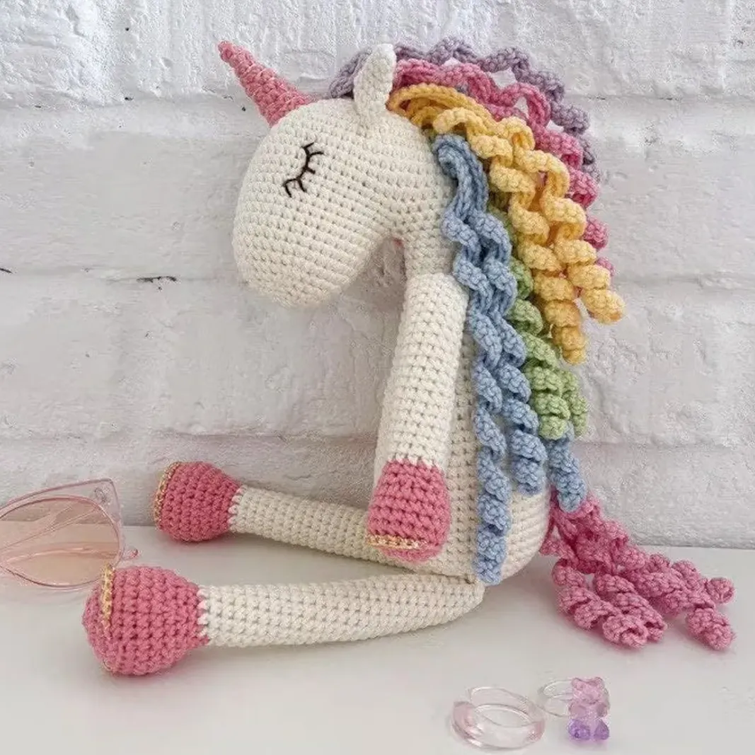 Cute rainbow unicorn, Crochet unicorn plush, Unicorn birthday gift, Colorful unocorn, Christmas gift for girl, daughter, granddaughter