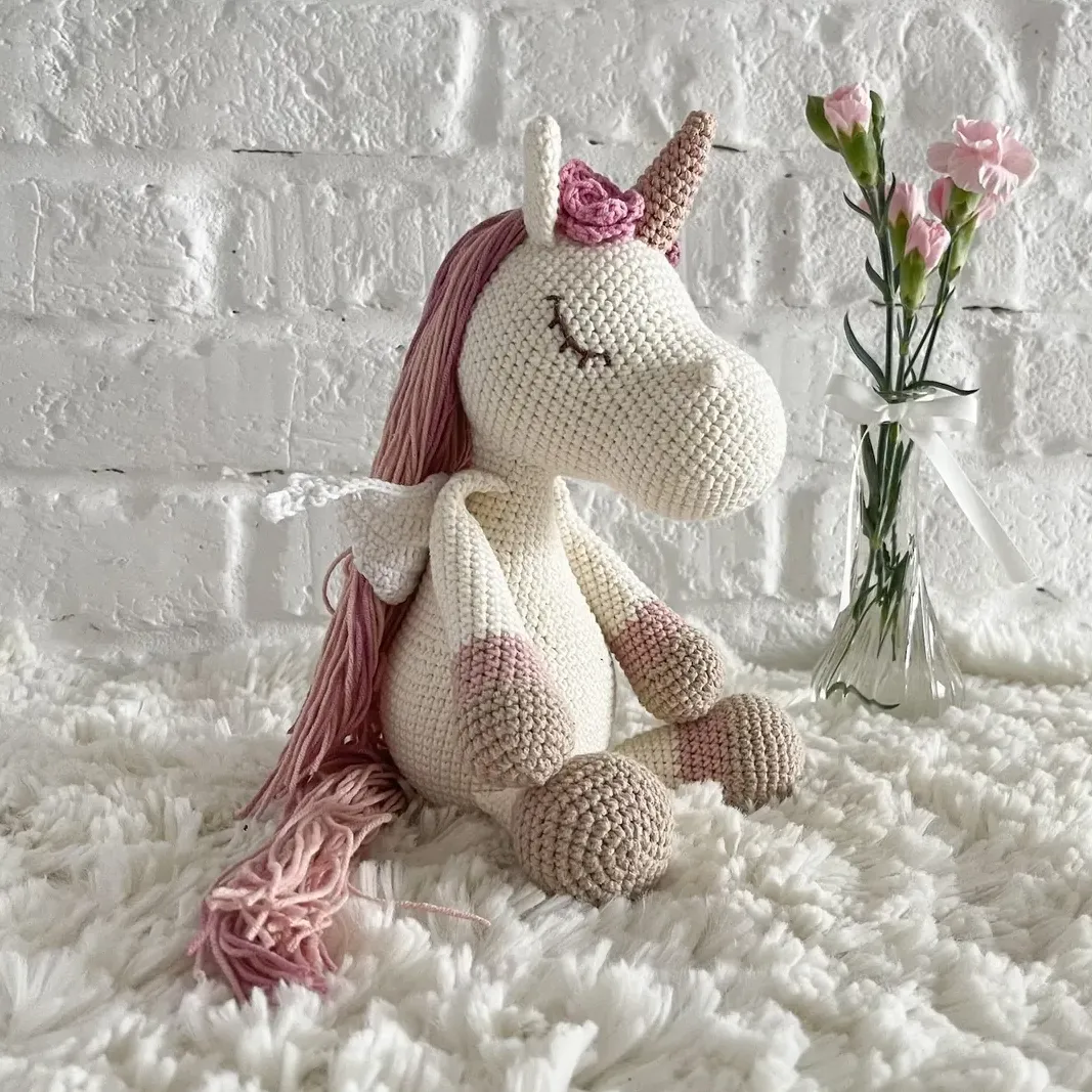 Unicorn plush doll, Cute crochet unicorn, Unicorn baby shower, Gift for girl, 1st birthday gifts idea