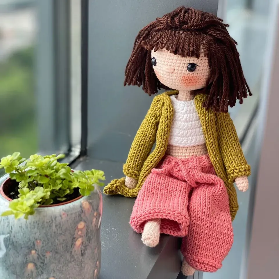 Crochet Doll – Paris City Girl, Poseable Miniature Toy