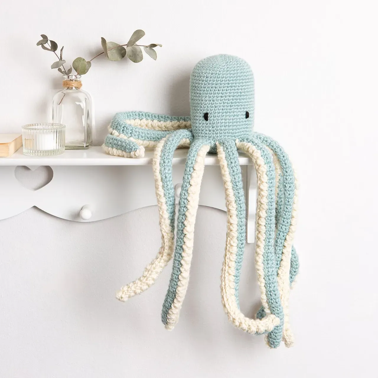 Octopus Crochet Kit. Beautiful Rosie Octopus Amigurumi Kit. Intermediate Crochet Kit make Octopus. Octopus Crochet Pattern by Wool Couture