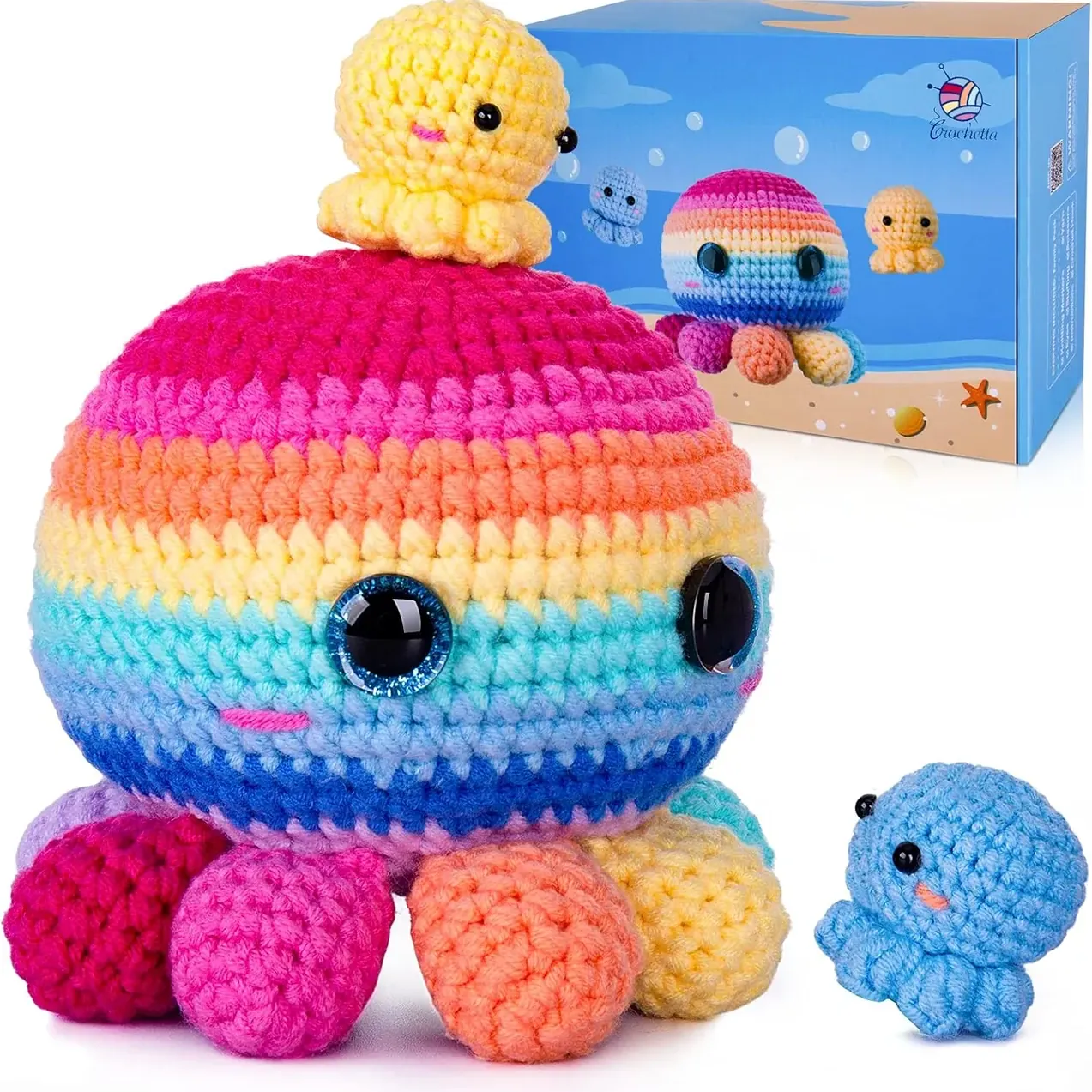 Crochetta Crochet Kit for Beginners, Crochet Kit Step-by-Step Video Tutorials, Crochet Starter Kit Learn to Crochet Kits for Adults Kids Beg