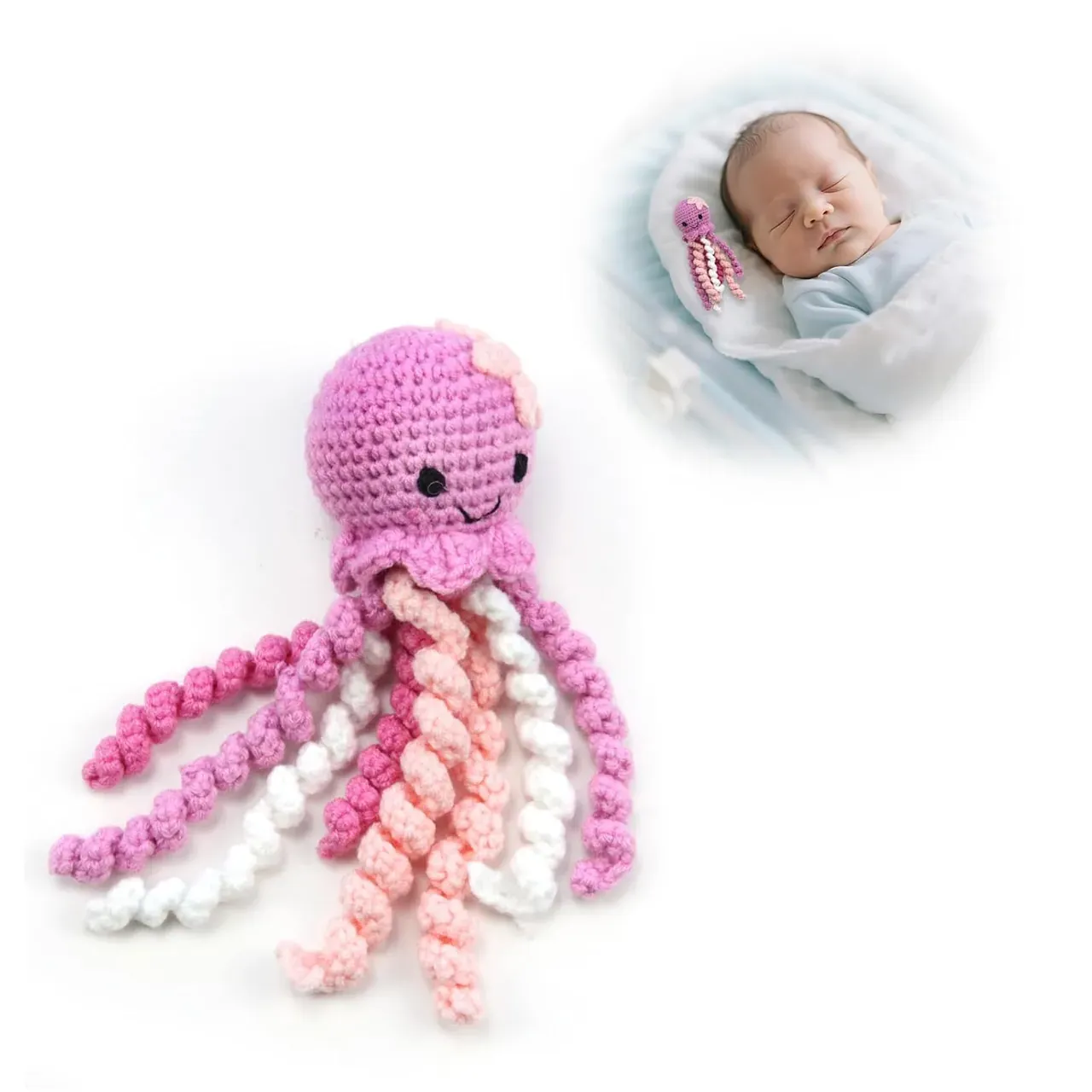 Handmade Crochet Octopus for NICU Babies & Preemies, Scent Bonding Keepsake for Baby, NICU Separation Anxiety Gift, Soft Comfort Gift for Ne