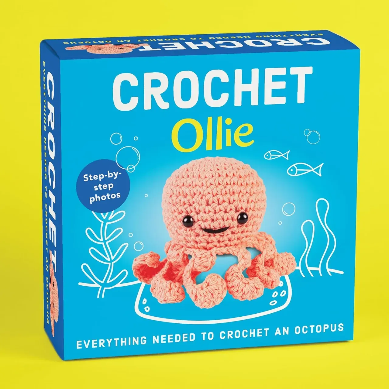 PIL Crochet Kit for Beginners - Ollie the Octopus Amigurumi - Yarn, Hook, Safety Eyes, Stuffing & Illustrated Booklet | Make a Stuffed Octop