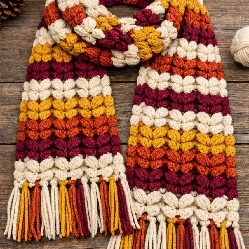 Butterfly Puff Stitch Scarf Crochet Pattern