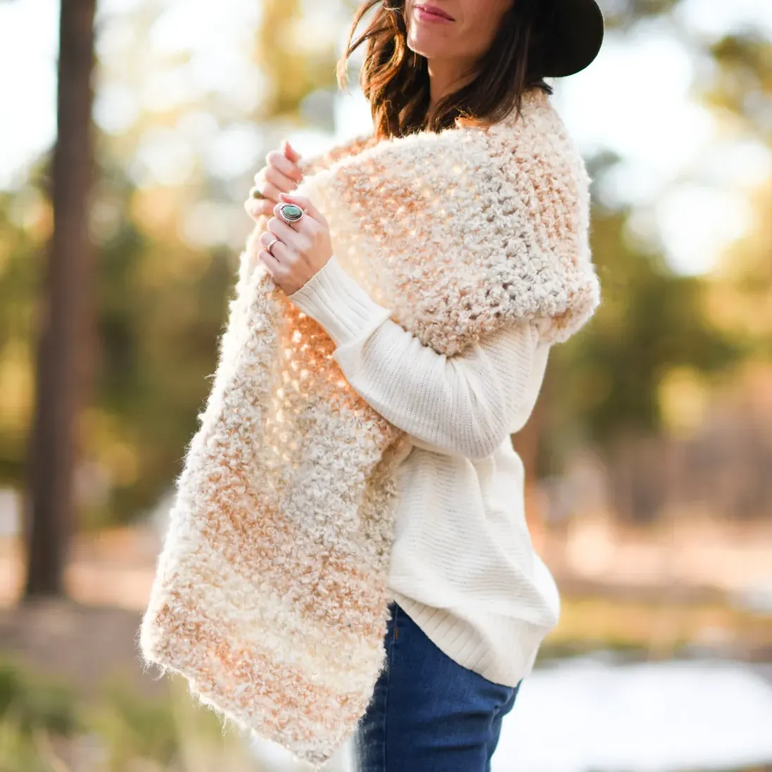 Juno Boucle Crochet Wrap