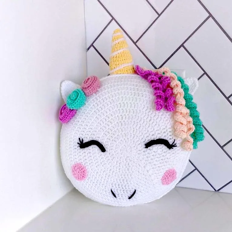 Round Unicorn Pillow