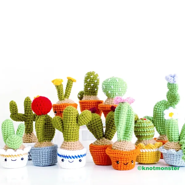 12 Crochet Mini Cactus Garden