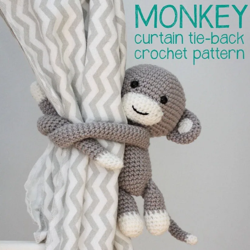 Crochet Monkey Curtain Tie Back