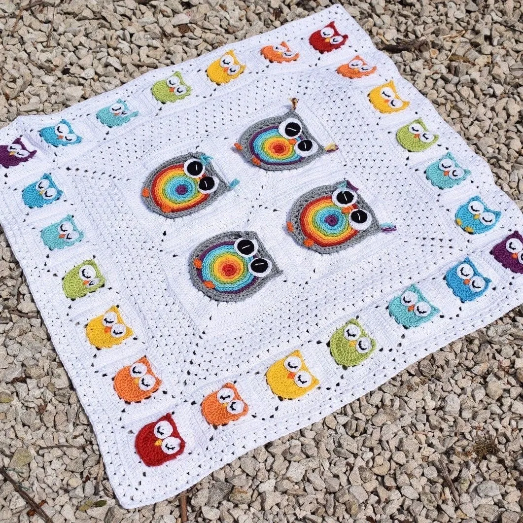Rainbow Owl Granny Square