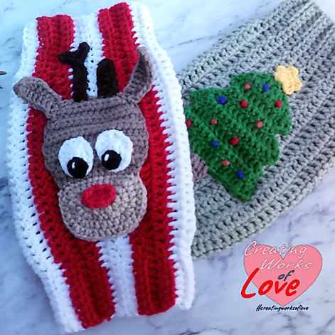 Dog Christmas Sweaters Tree & Reindeer