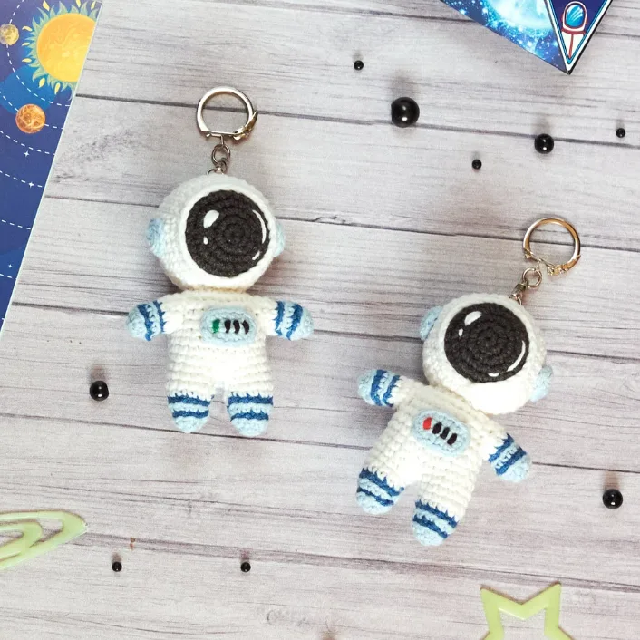 Spaceman Crochet Keychain