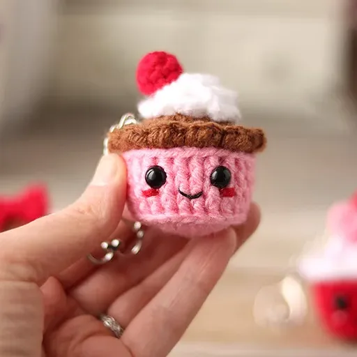 Crochet Cupcake Keychain