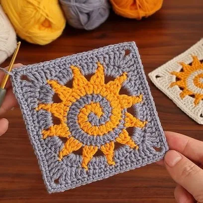 Spiral Sun Granny Square