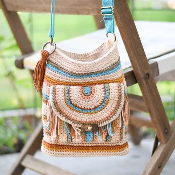 Easy Baja Striped Crochet Crossbody Bag