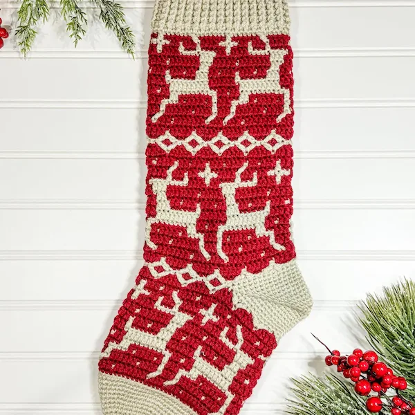 Reindeer Mosaic Stocking